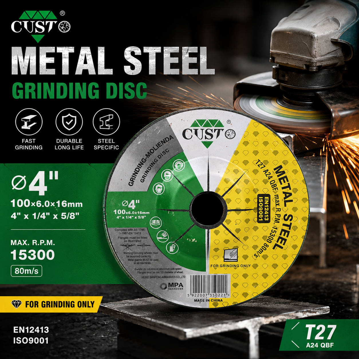 Metalen slijpschijf 100